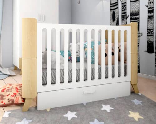 Babybett Hoppa 140x70 zum Kinderbett umbaubar mit Bettkasten