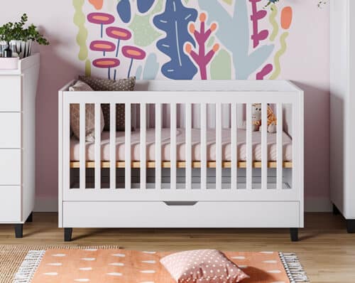 Babybett Simple Weiss Vox 140x70 bei Zimmeria.de zum Kinderbett umbaubar mit Bettkasten