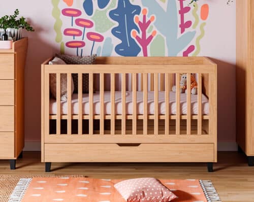 Babybett Simple Eiche Vox 140x70 bei Zimmeria.de zum Kinderbett umbaubar mit Bettkasten