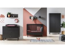 Babyzimmer Cute 3-teilig mit Babybett 120x60 cm in Schwarz
