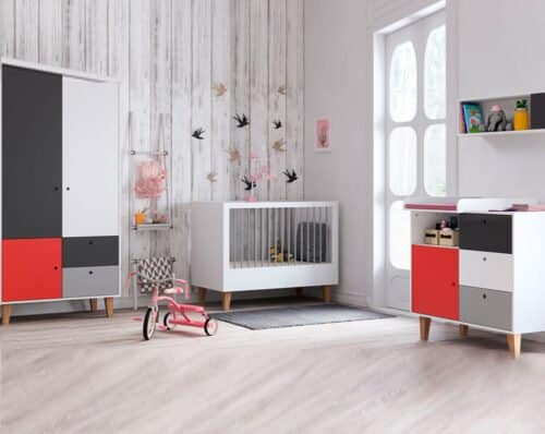 Babyzimmer Smart in Weiss, Grau & Rot bei Zimmeria.de