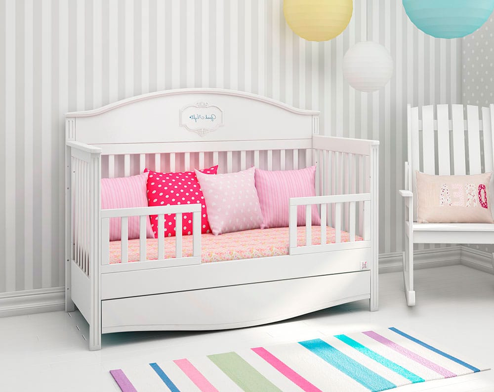 Barriere für Babybett Gute Nacht gegen das Herausfallen in Weiss bei Zimmeria.de