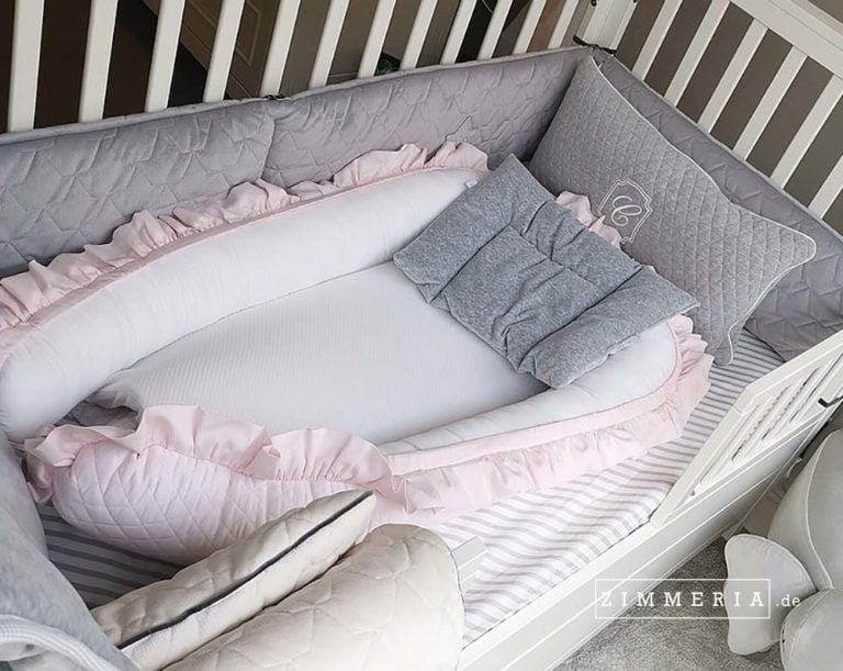 Babynest Babykokon „Potsdam Rosa“ mit Rüsche gesteppt