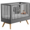 Babybett Nature Baby in Graphit mit Eiche zum Juniorbett umbaubar seitlich