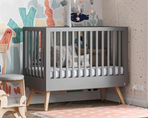 Babybett Natur Baby in Dunkelgrau & Eiche Vox 140x70 bei Zimmeria.de zum Juniorbett umbaubar