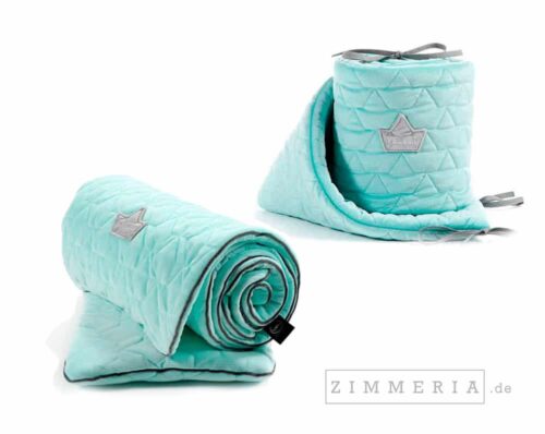 3er-Set Babybettzeug + Bettumrandung Velvet Mint mit Füllung von Zimmeria.de