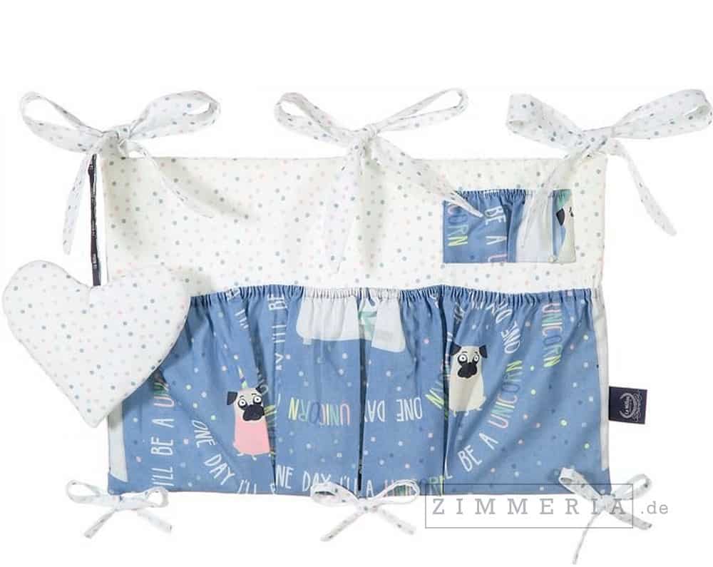7er Babyerstausstattung Set Doggy Unicorn in Blau & Weiß