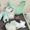 5er Set Babyerstausstattung Mint Schlafsack Bettumrandung Kopfkissen Bettlaken Haase von Zimmeria.de