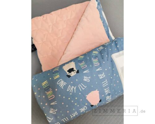 Velvet Baby Decke Rosa & Blau Doggy Unicorn von Zimmeria.de